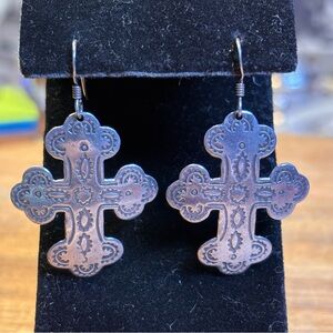 Sterling silver cross earrings